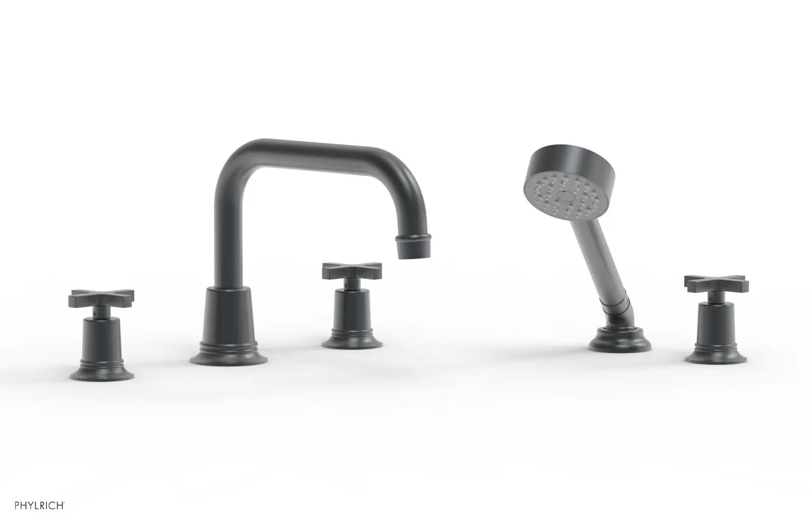 Phylrich HEX MODERN Deck Tub Set with Hand Shower - Cross Handles by Phylrich