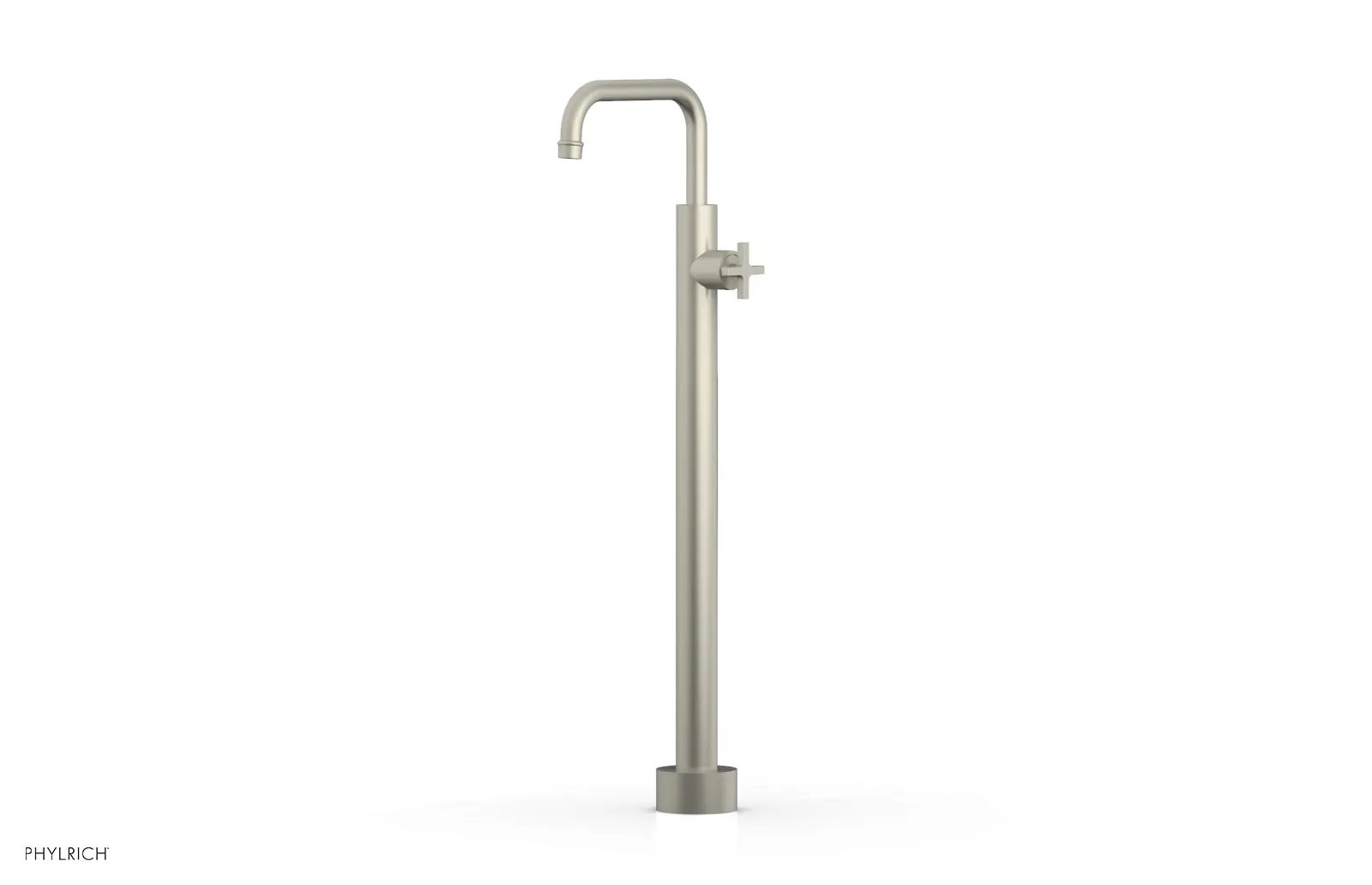 Phylrich HEX MODERN Tall Floor Mount Tub Filler - Cross Handle by Phylrich