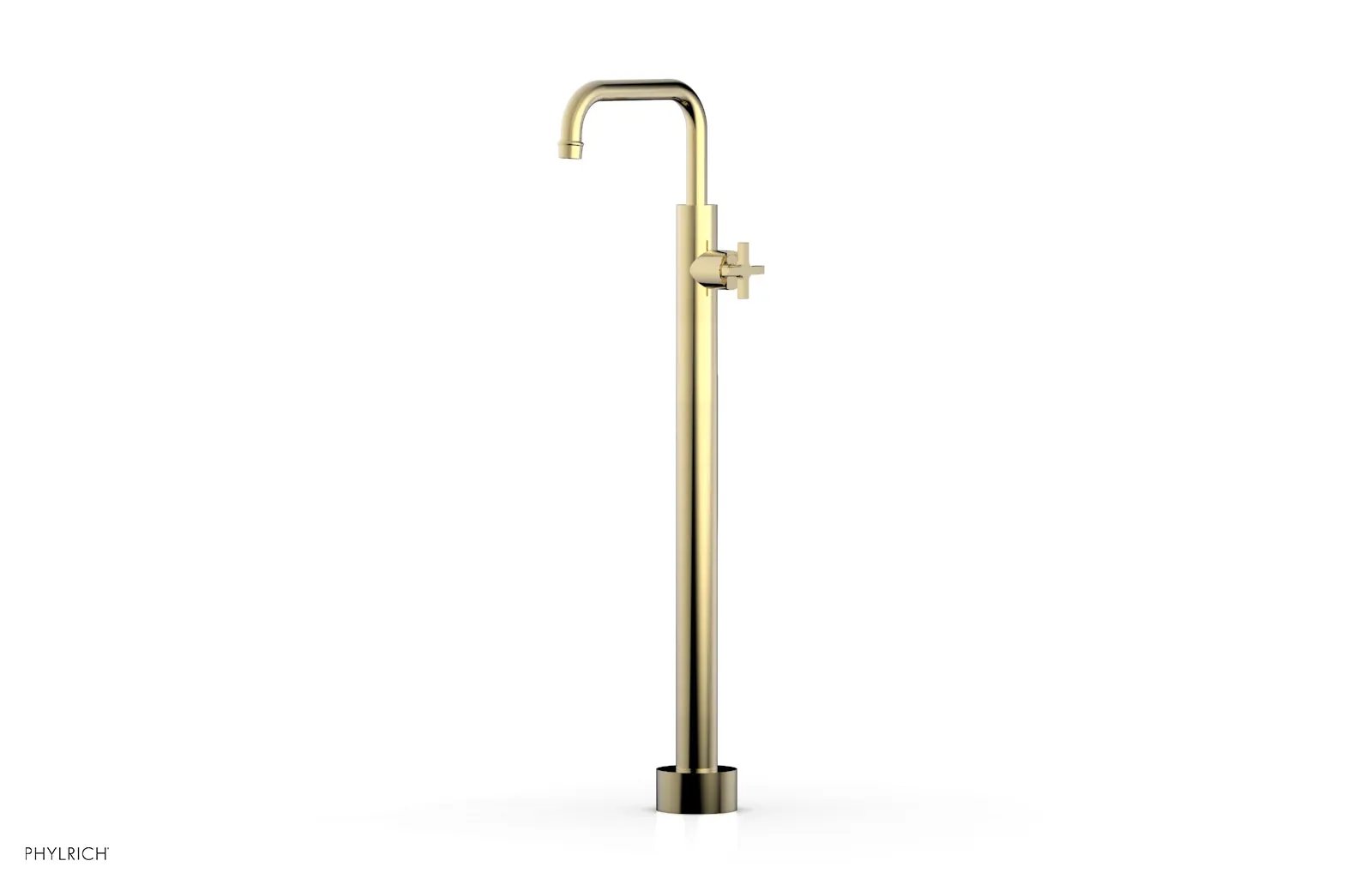 Phylrich HEX MODERN Tall Floor Mount Tub Filler - Cross Handle by Phylrich