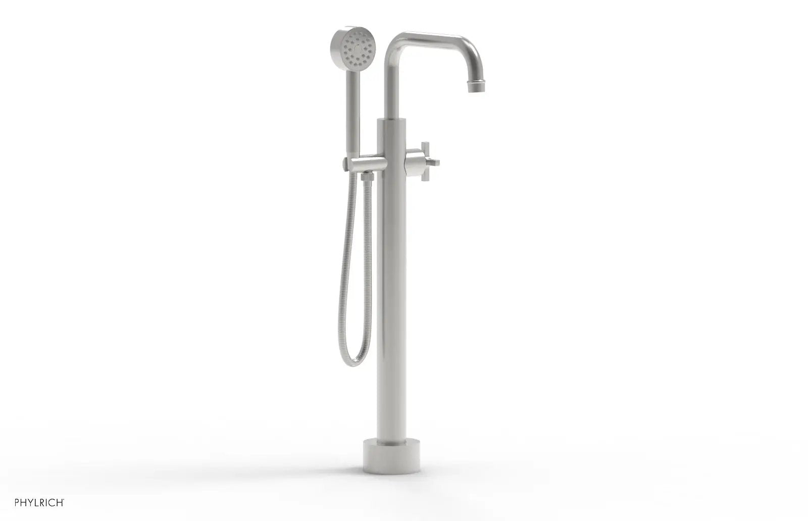 Phylrich HEX MODERN Low Floor Mount Tub Filler - Cross Handle with Hand Shower by Phylrich
