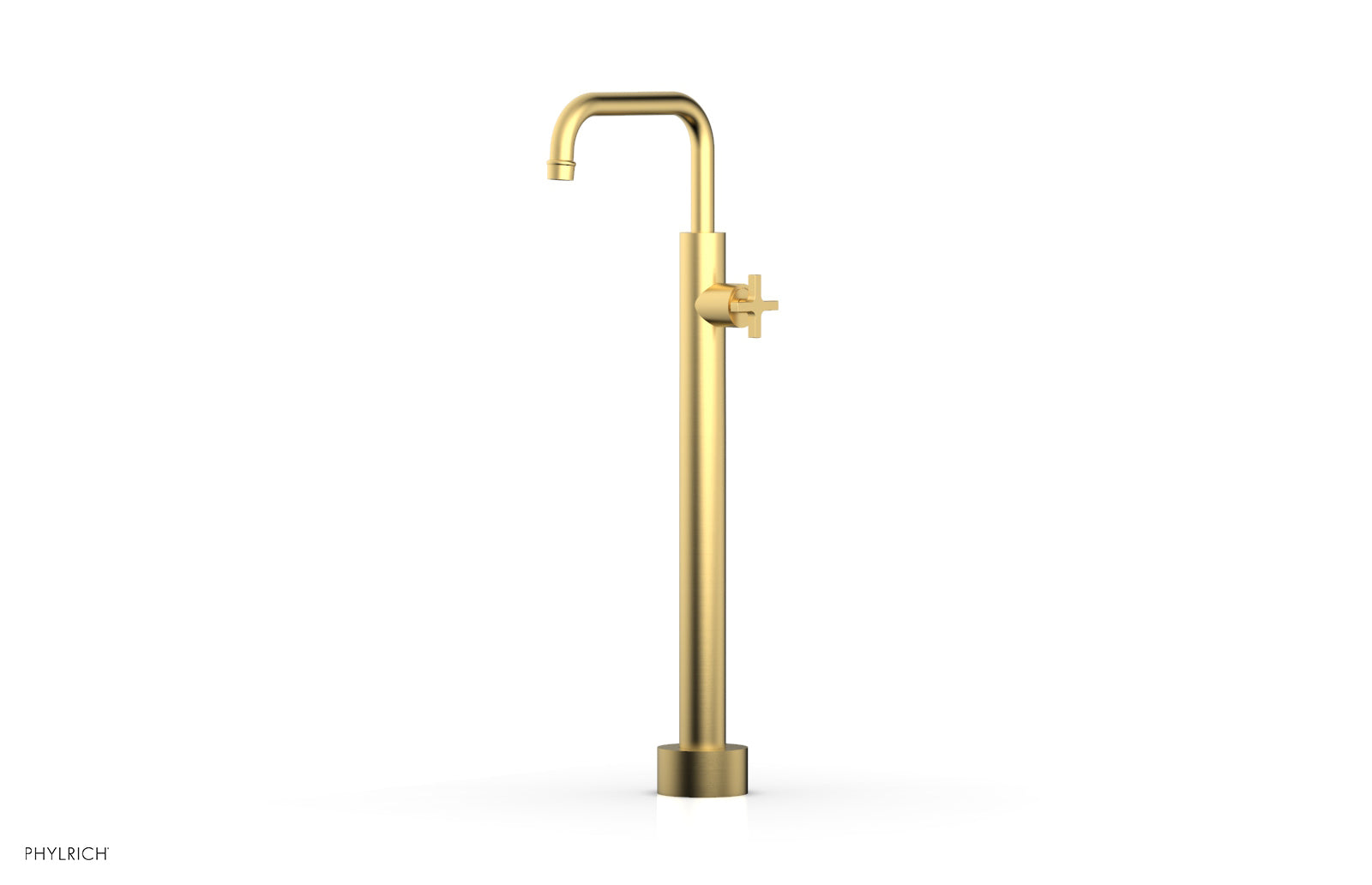 Phylrich HEX MODERN Low Floor Mount Tub Filler - Cross Handle