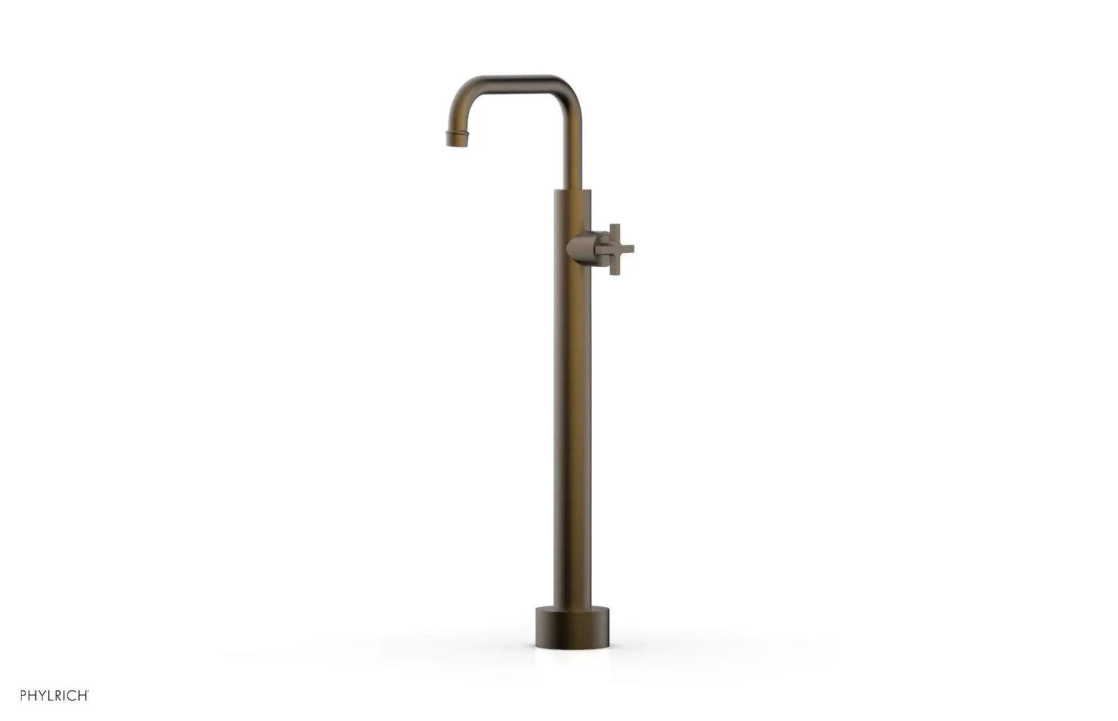 Phylrich HEX MODERN Low Floor Mount Tub Filler - Cross Handle by Phylrich