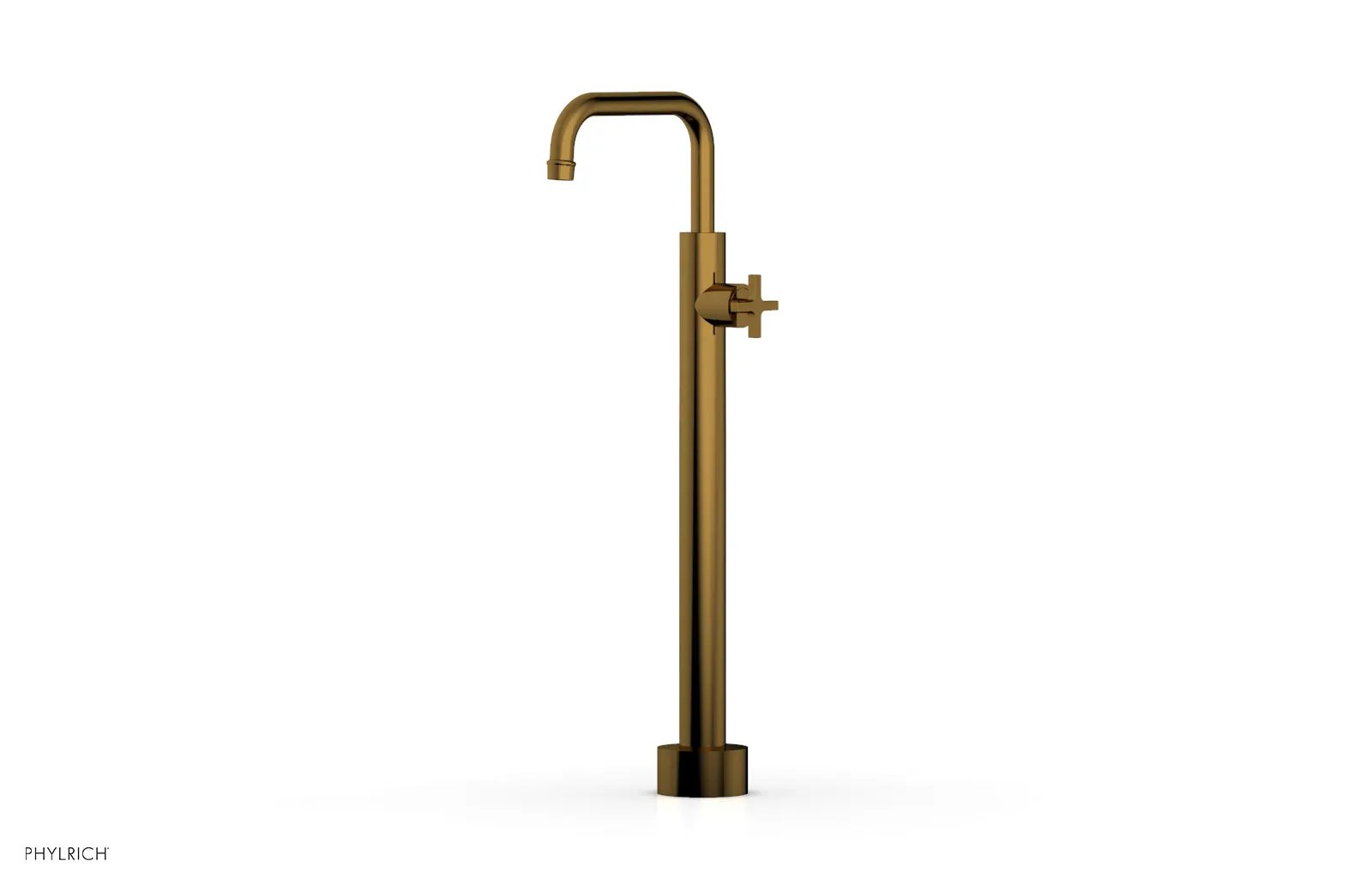 Phylrich HEX MODERN Low Floor Mount Tub Filler - Cross Handle by Phylrich