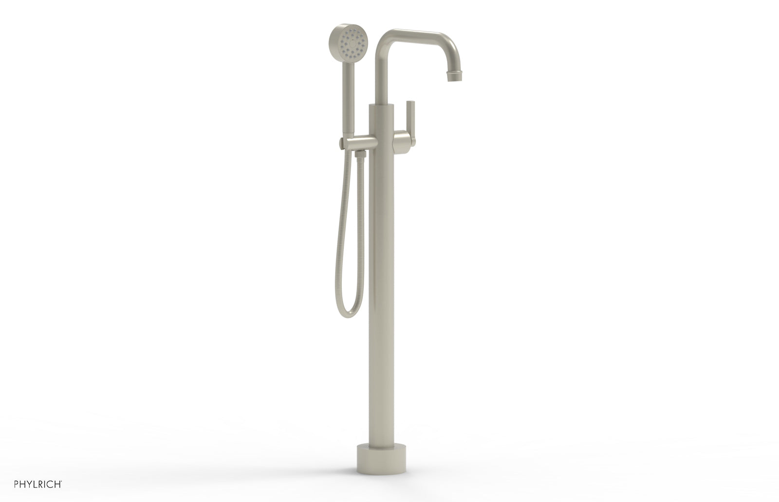 Phylrich HEX MODERN Tall Floor Mount Tub Filler - Lever Handle with Hand Shower