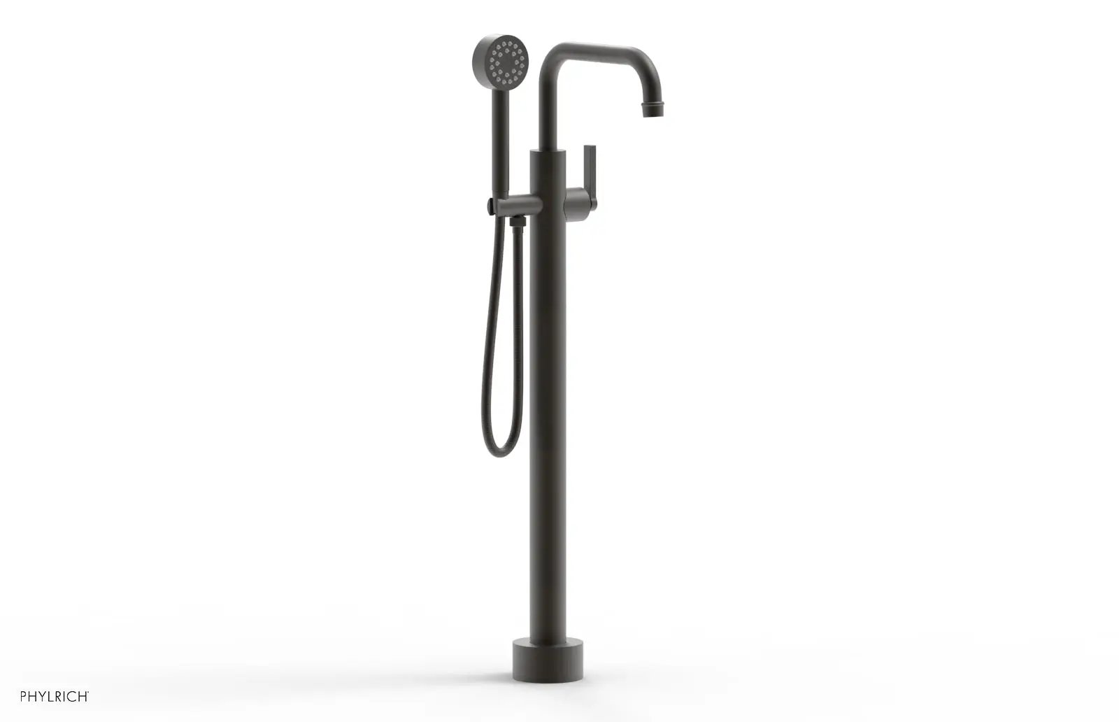 Phylrich HEX MODERN Tall Floor Mount Tub Filler - Lever Handle with Hand Shower by Phylrich