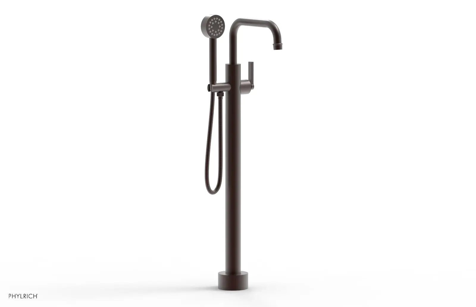 Phylrich HEX MODERN Tall Floor Mount Tub Filler - Lever Handle with Hand Shower by Phylrich