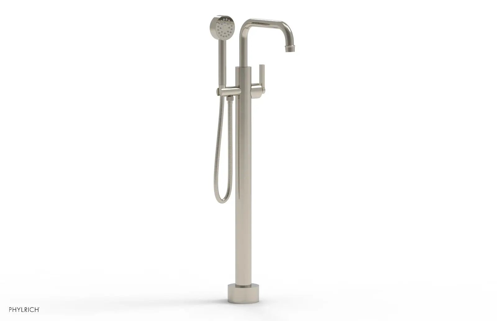 Phylrich HEX MODERN Tall Floor Mount Tub Filler - Lever Handle with Hand Shower by Phylrich