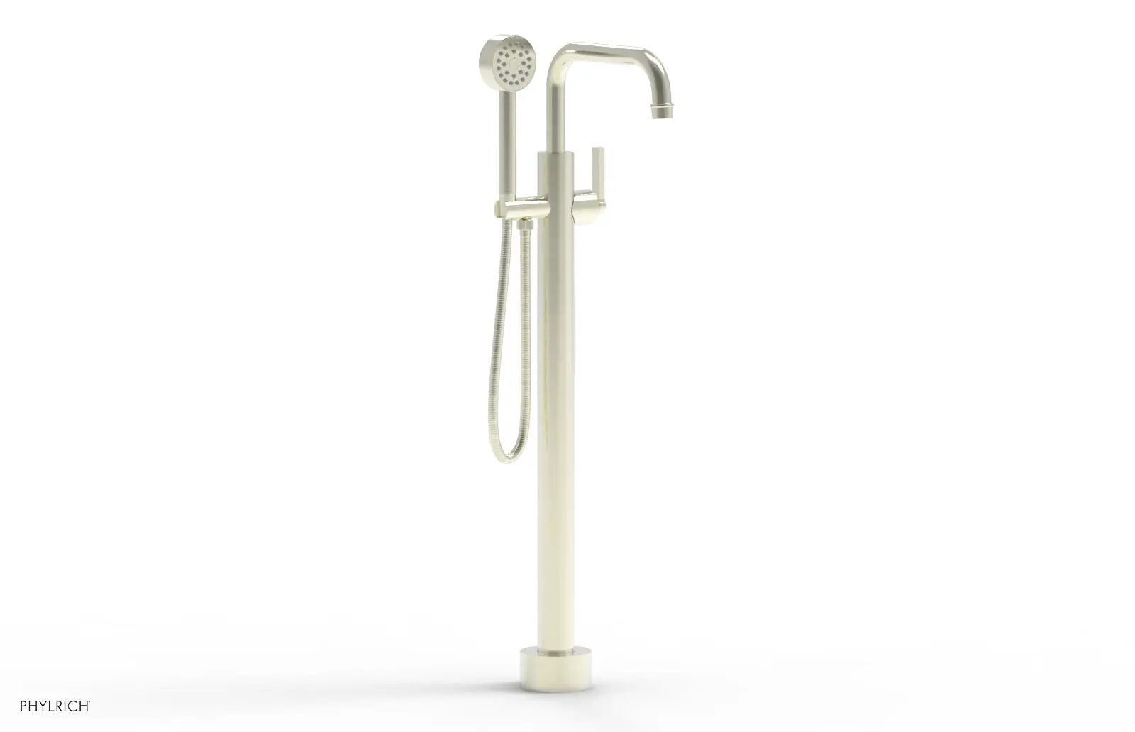 Phylrich HEX MODERN Tall Floor Mount Tub Filler - Lever Handle with Hand Shower by Phylrich