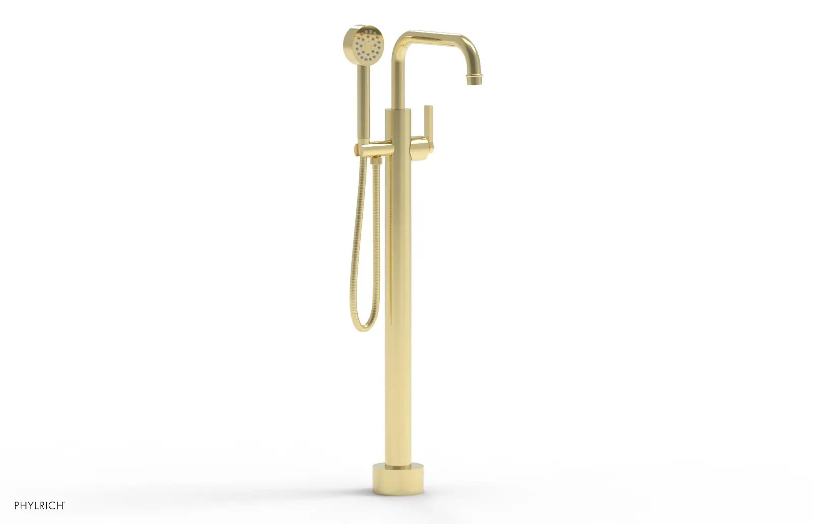 Phylrich HEX MODERN Tall Floor Mount Tub Filler - Lever Handle with Hand Shower by Phylrich