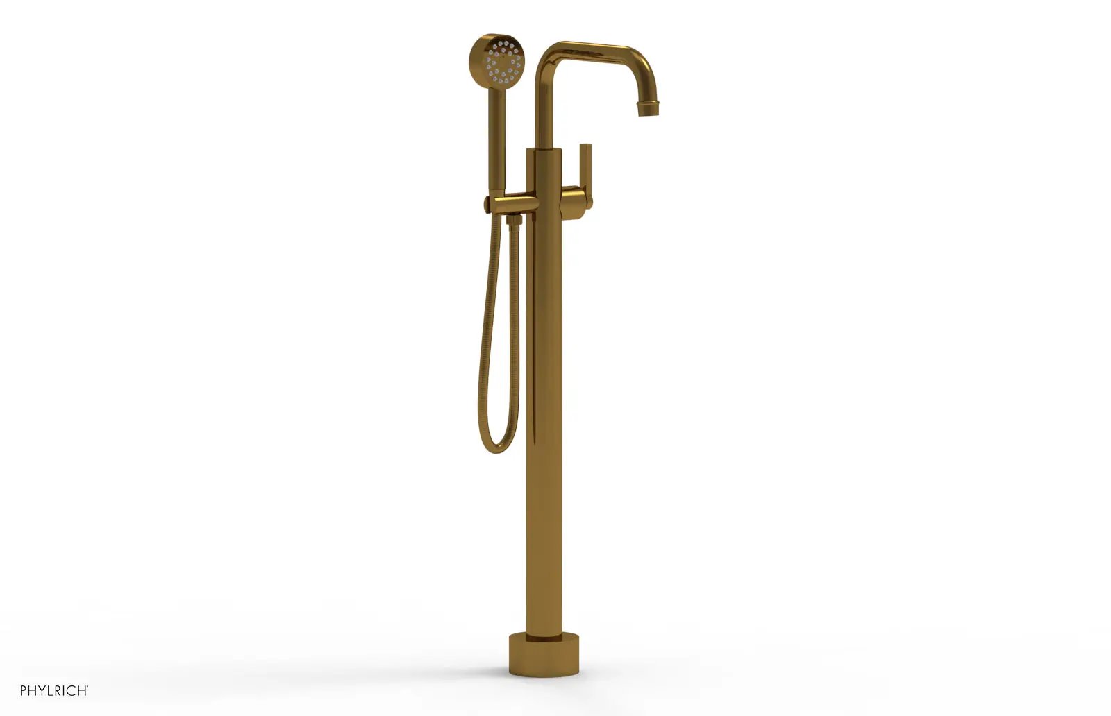 Phylrich HEX MODERN Tall Floor Mount Tub Filler - Lever Handle with Hand Shower by Phylrich