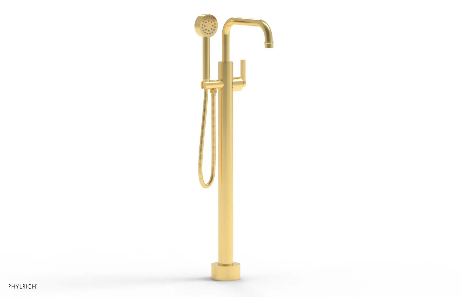 Phylrich HEX MODERN Tall Floor Mount Tub Filler - Lever Handle with Hand Shower by Phylrich