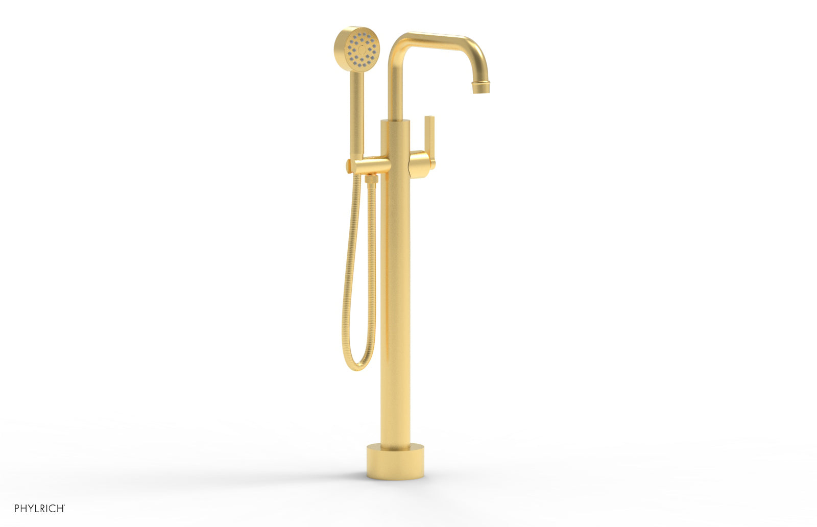 Phylrich HEX MODERN Low Floor Mount Tub Filler - Lever Handle with Hand Shower