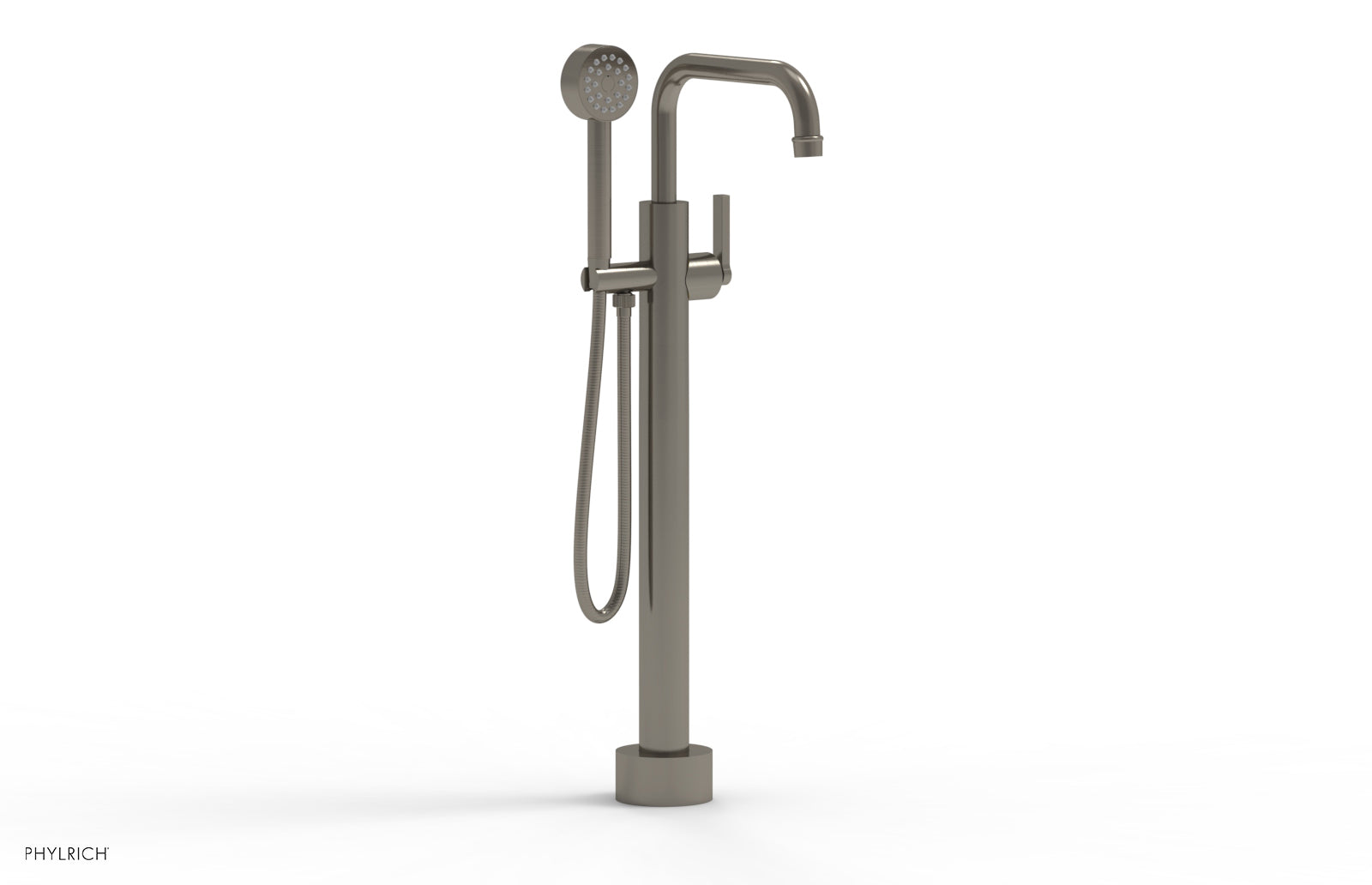 Phylrich HEX MODERN Low Floor Mount Tub Filler - Lever Handle with Hand Shower