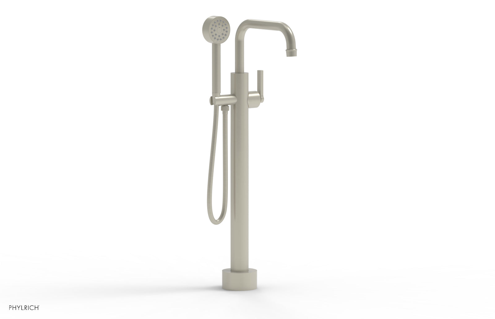 Phylrich HEX MODERN Low Floor Mount Tub Filler - Lever Handle with Hand Shower