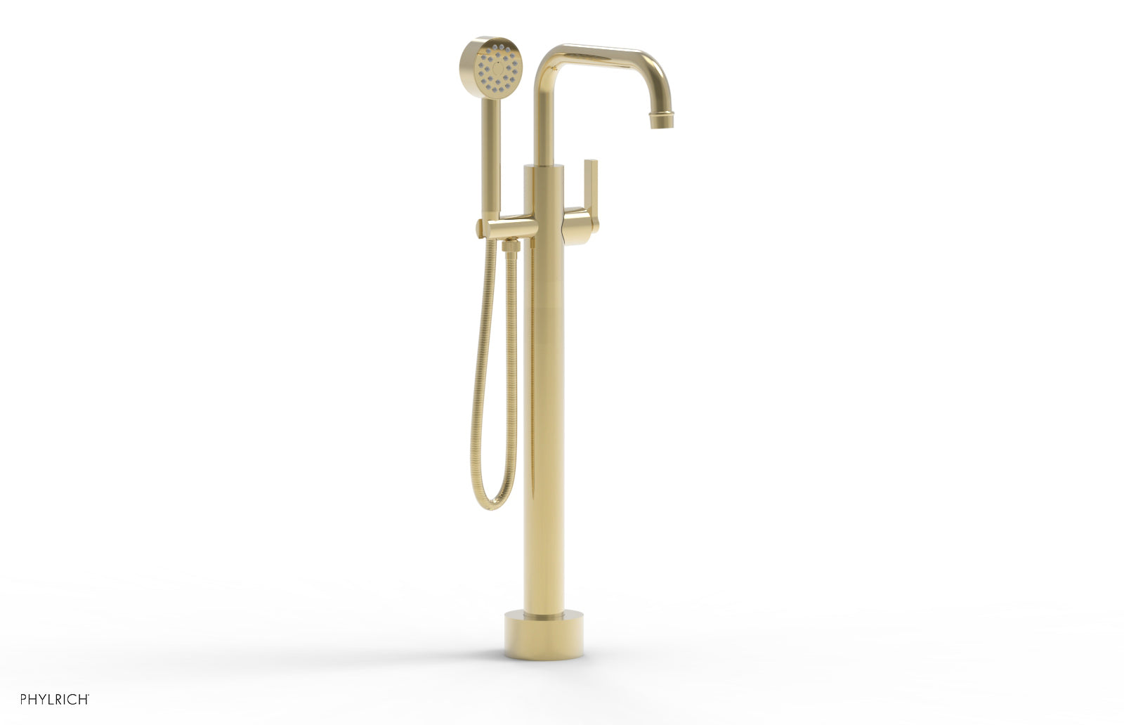 Phylrich HEX MODERN Low Floor Mount Tub Filler - Lever Handle with Hand Shower