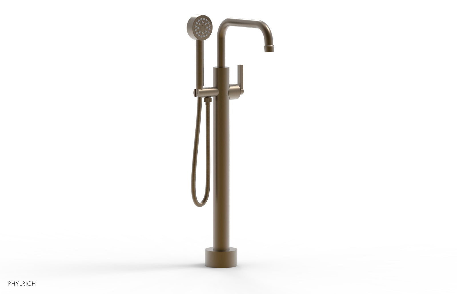 Phylrich HEX MODERN Low Floor Mount Tub Filler - Lever Handle with Hand Shower