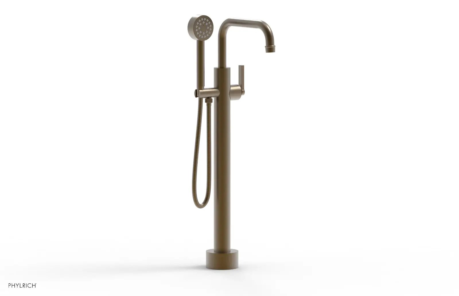 Phylrich HEX MODERN Low Floor Mount Tub Filler - Lever Handle with Hand Shower by Phylrich