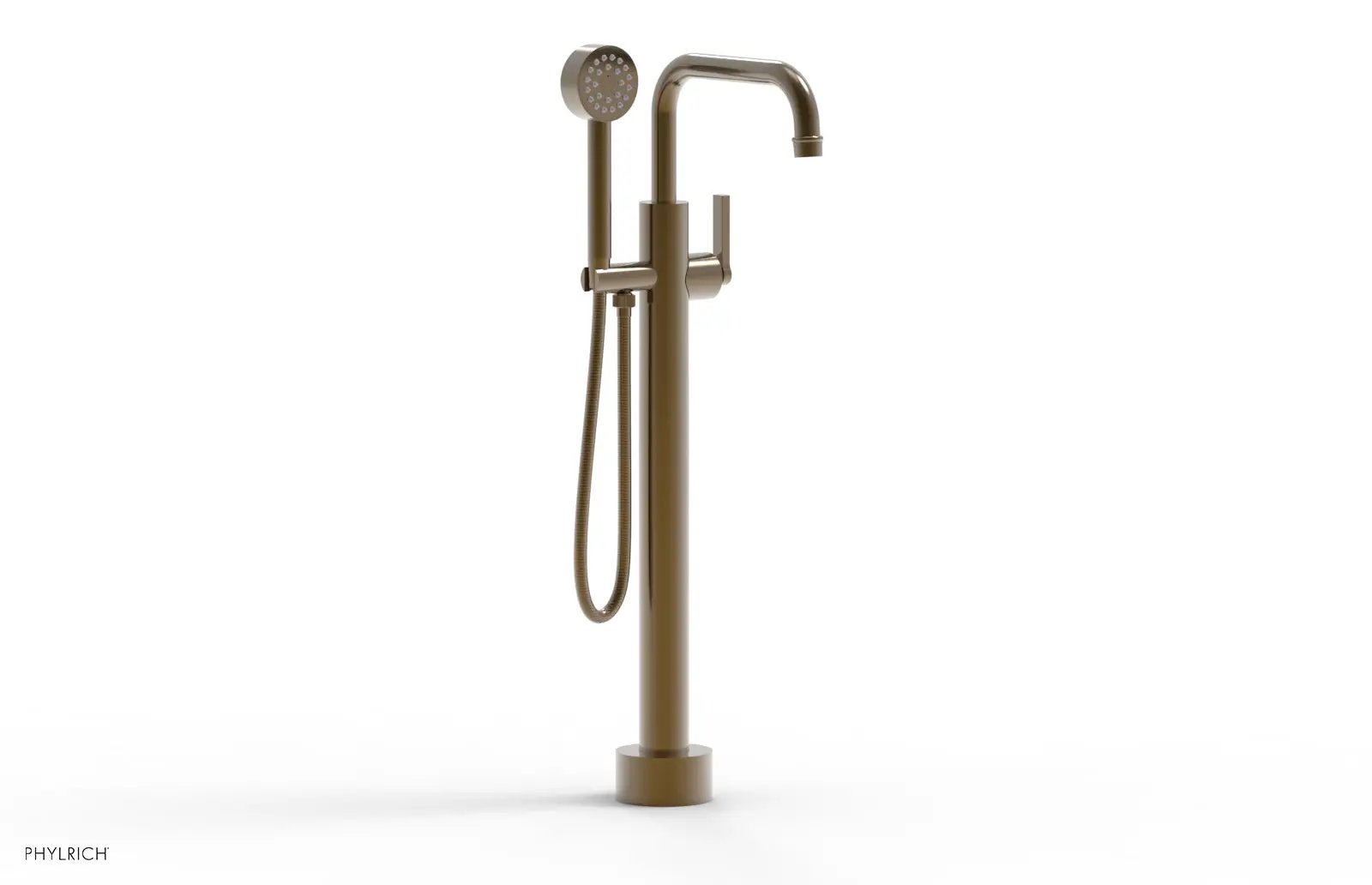 Phylrich HEX MODERN Low Floor Mount Tub Filler - Lever Handle with Hand Shower by Phylrich