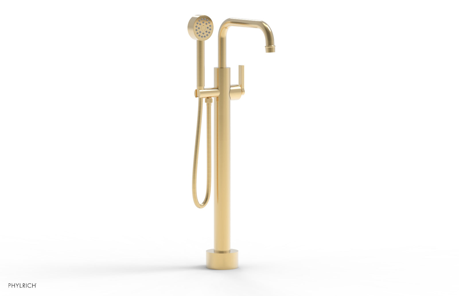 Phylrich HEX MODERN Low Floor Mount Tub Filler - Lever Handle with Hand Shower