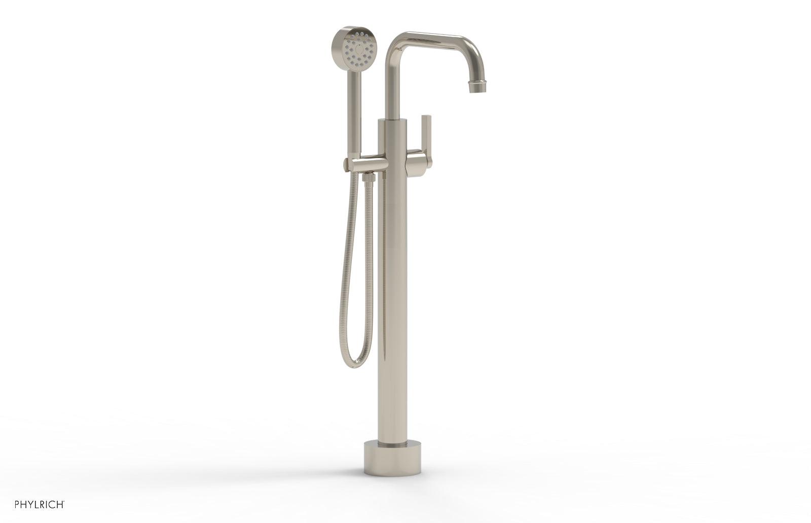 Phylrich HEX MODERN Low Floor Mount Tub Filler - Lever Handle with Hand Shower