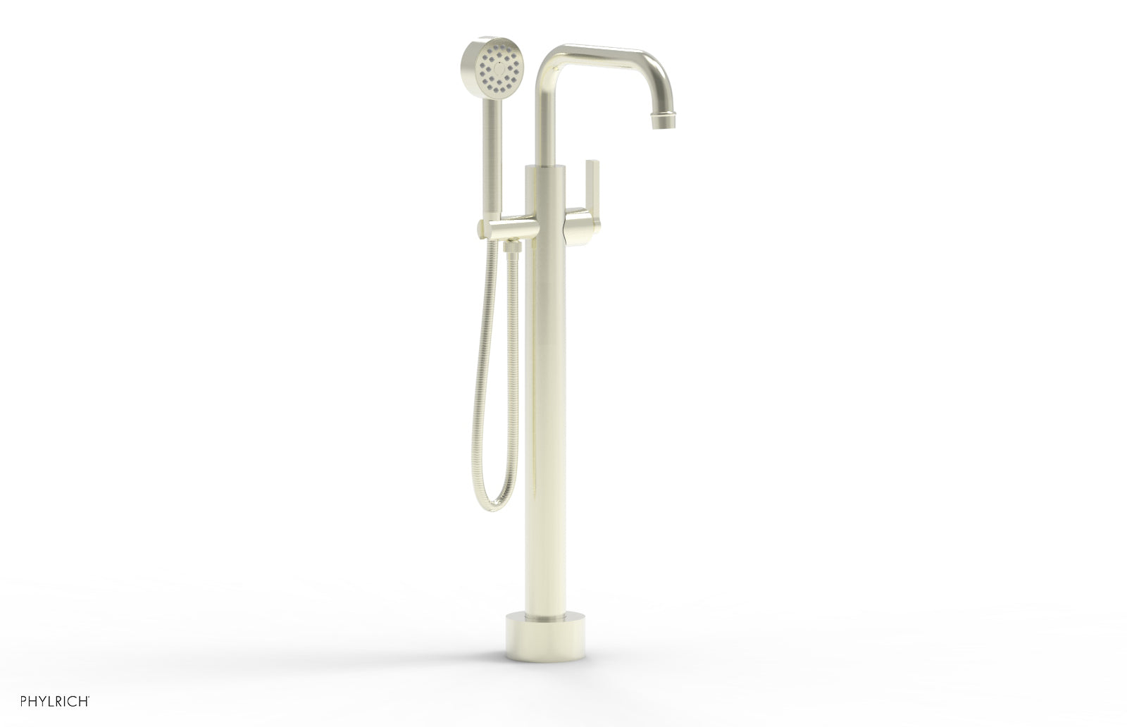 Phylrich HEX MODERN Low Floor Mount Tub Filler - Lever Handle with Hand Shower
