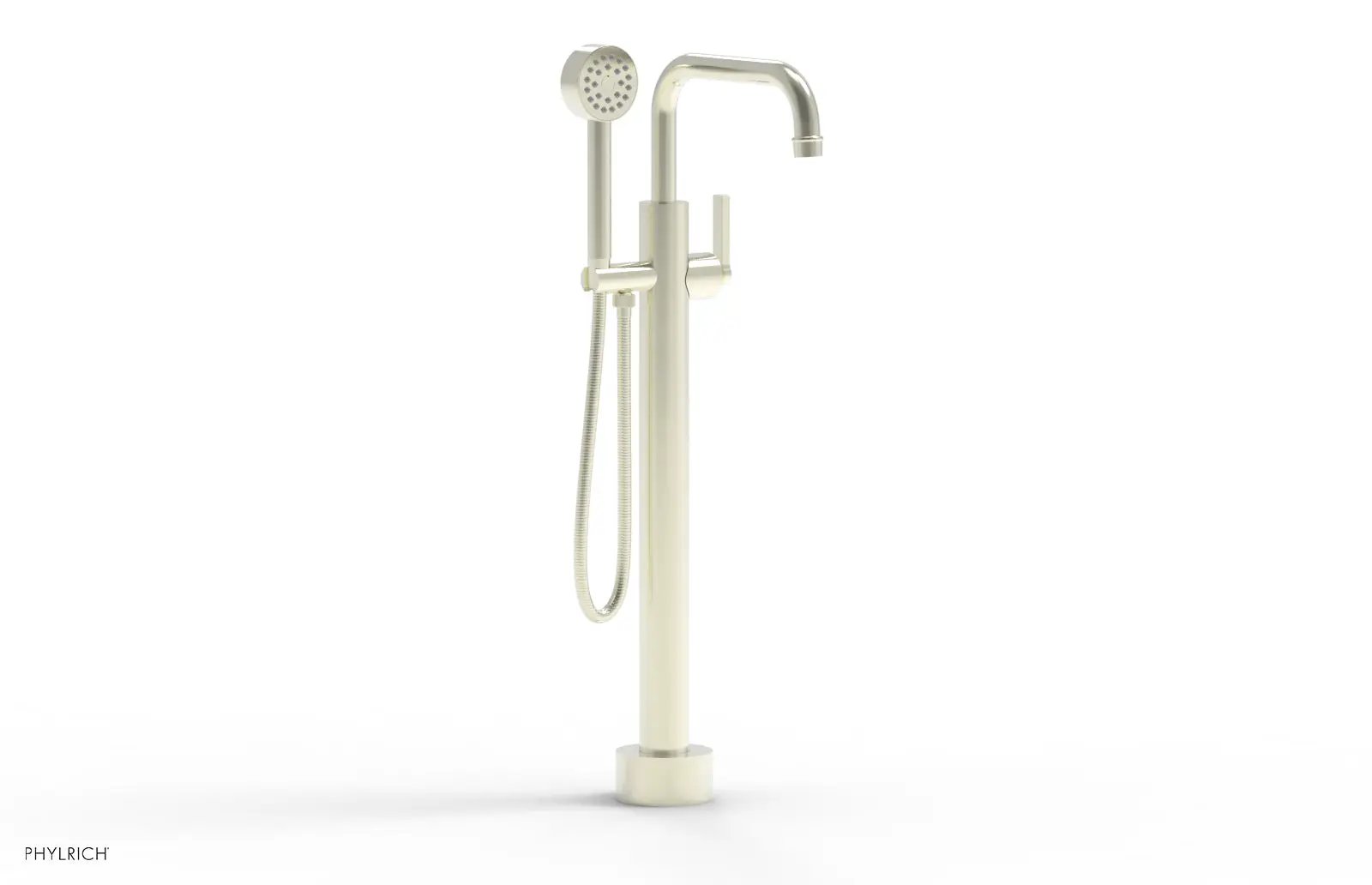 Phylrich HEX MODERN Low Floor Mount Tub Filler - Lever Handle with Hand Shower by Phylrich