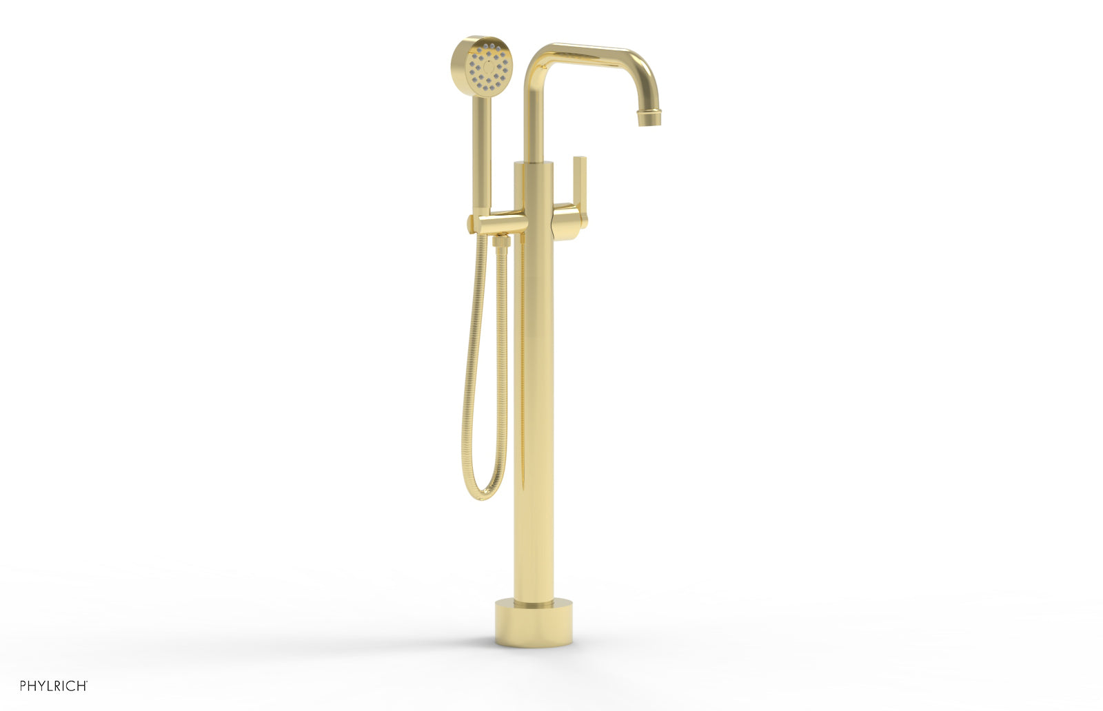 Phylrich HEX MODERN Low Floor Mount Tub Filler - Lever Handle with Hand Shower