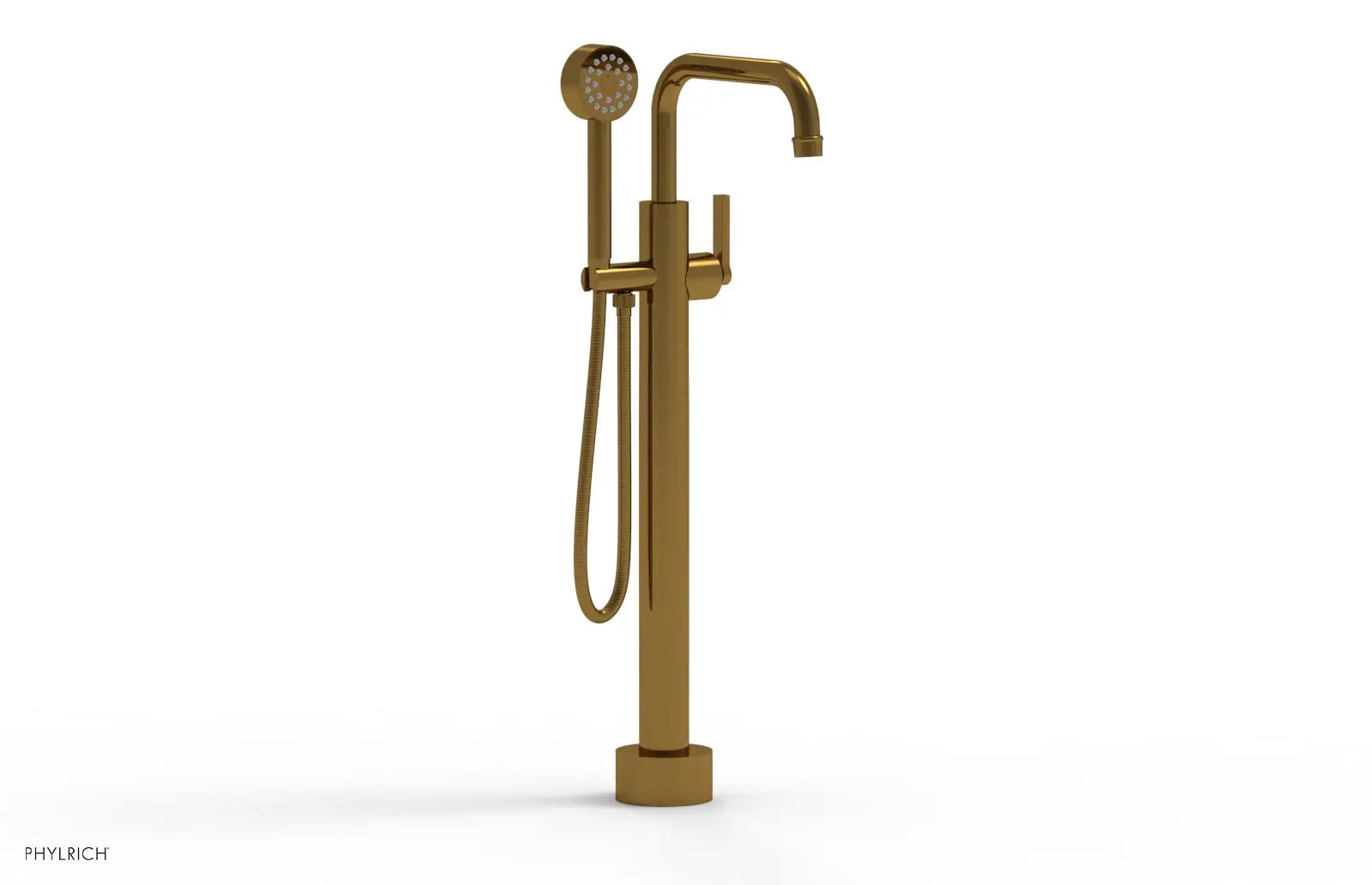 Phylrich HEX MODERN Low Floor Mount Tub Filler - Lever Handle with Hand Shower by Phylrich