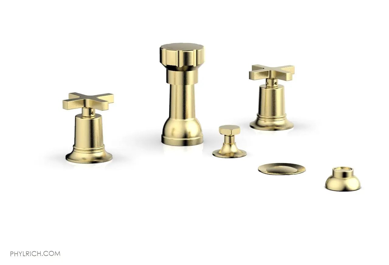 Phylrich HEX MODERN Four Hole Bidet Set - Cross Handles by Phylrich