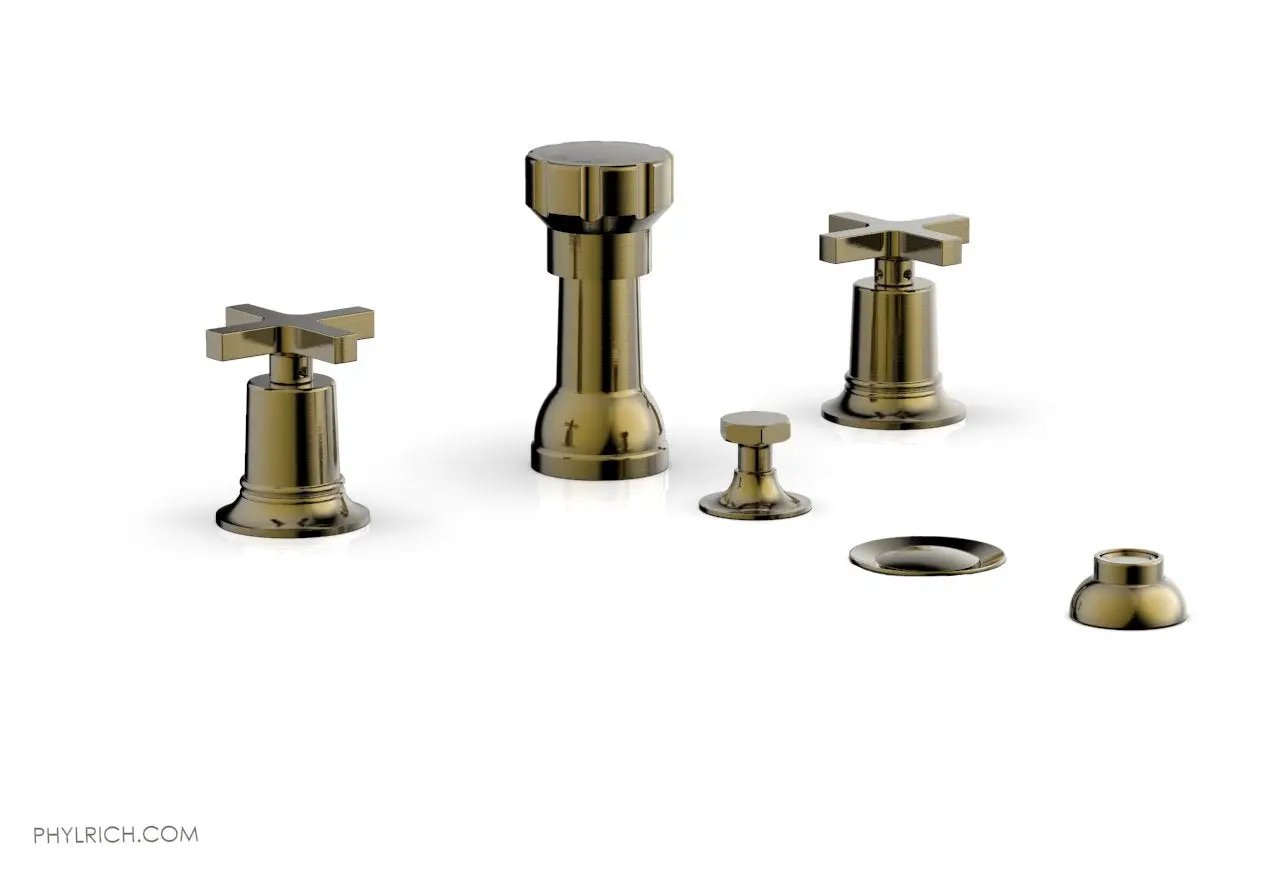 Phylrich HEX MODERN Four Hole Bidet Set - Cross Handles by Phylrich