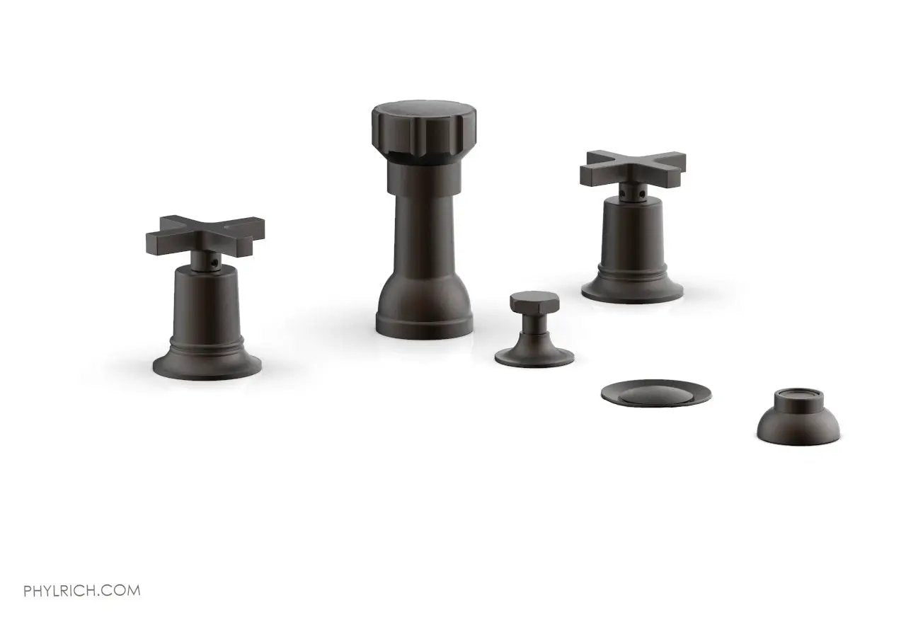 Phylrich HEX MODERN Four Hole Bidet Set - Cross Handles by Phylrich