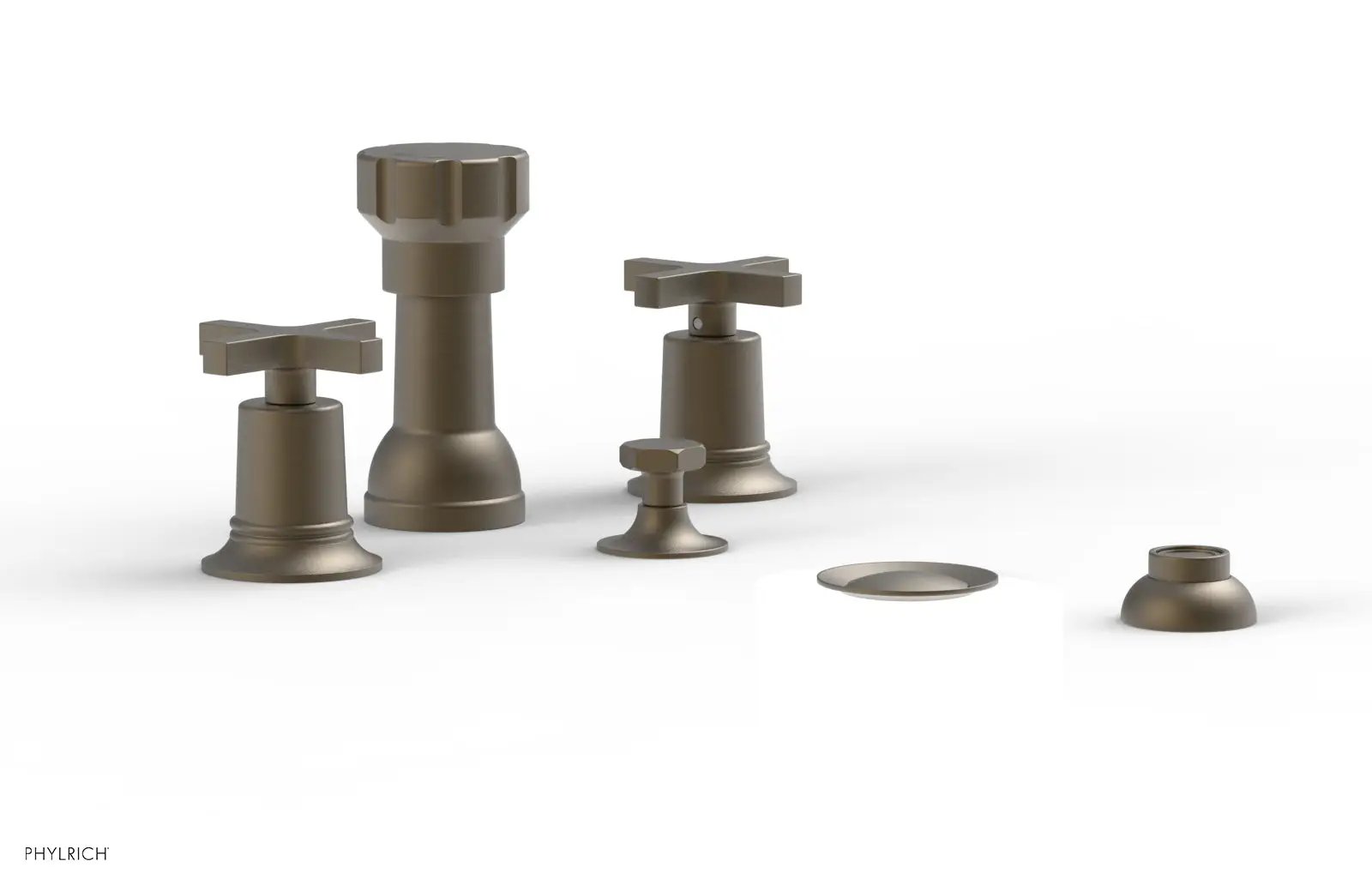 Phylrich HEX MODERN Four Hole Bidet Set - Cross Handles by Phylrich