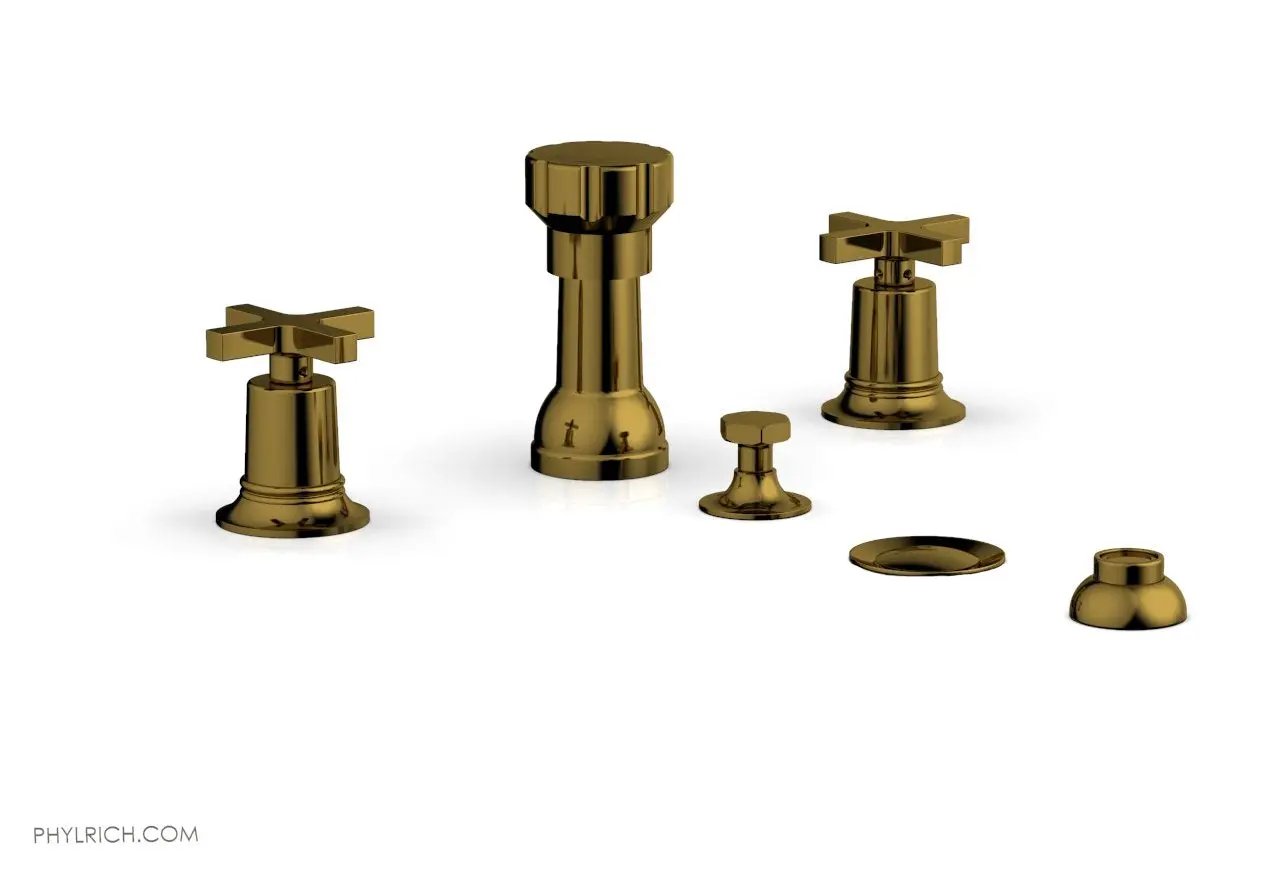 Phylrich HEX MODERN Four Hole Bidet Set - Cross Handles by Phylrich