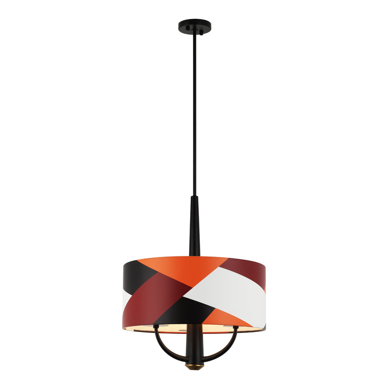 black/satin brass/patchwork pendant light