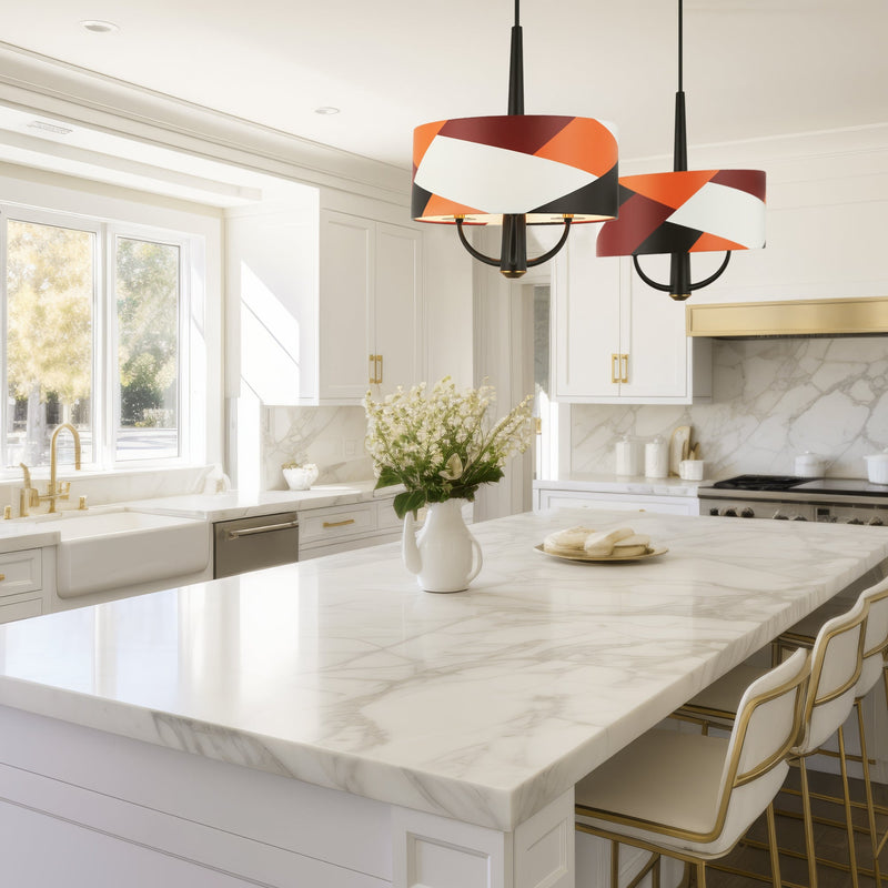 black/satin brass/patchwork pendant light