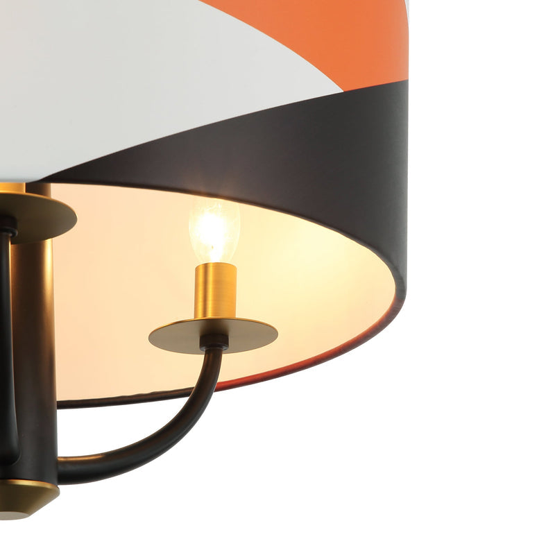 black/satin brass/patchwork pendant light