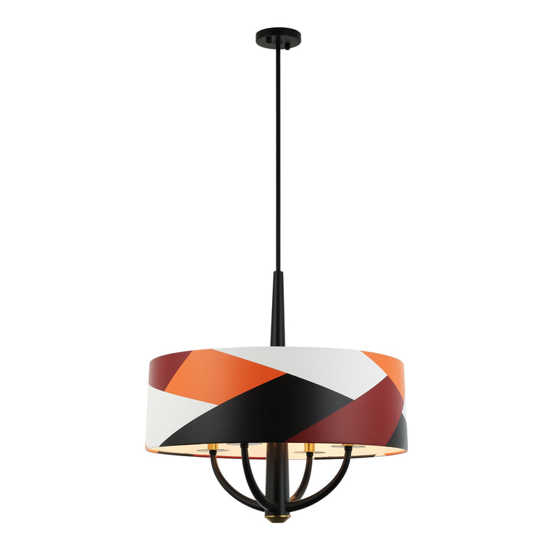 black/satin brass/patchwork pendant light