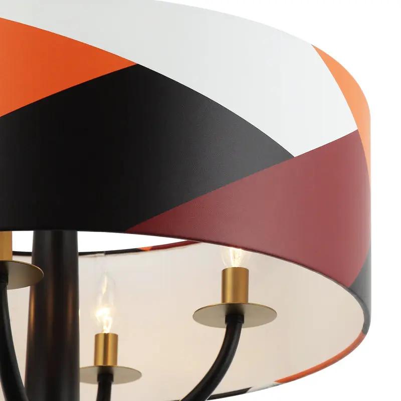 black/satin brass/patchwork pendant light