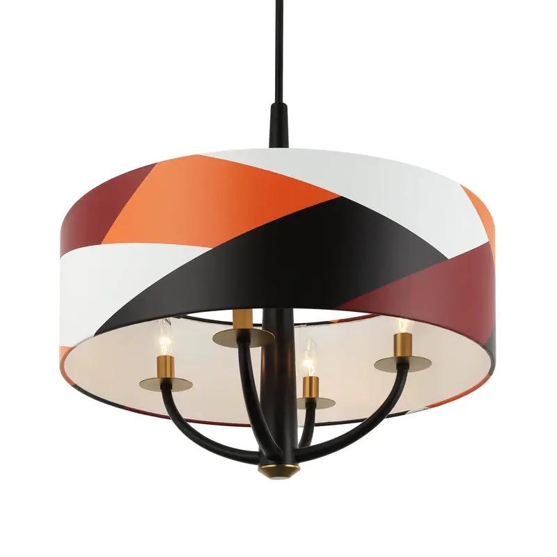 black/satin brass/patchwork pendant light