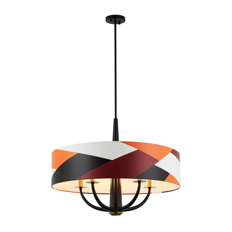black/satin brass/patchwork pendant light