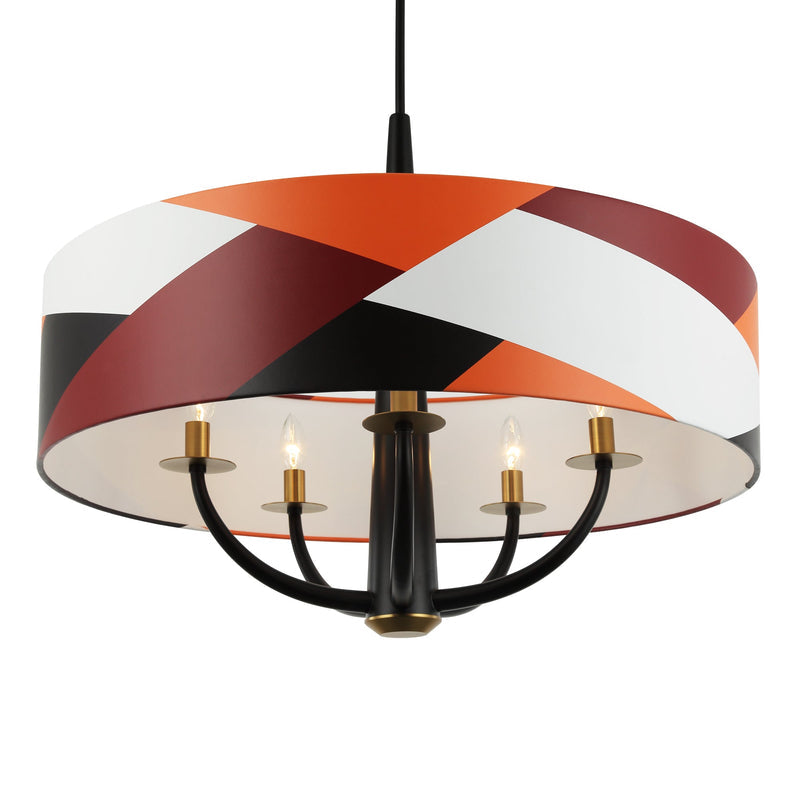 black/satin brass/patchwork pendant light