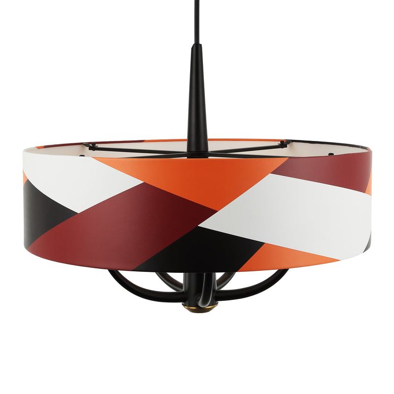 black/satin brass/patchwork pendant light