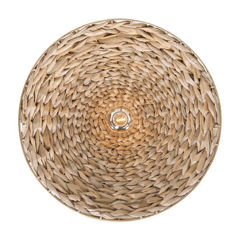 french gold/natural seagrass pendant light