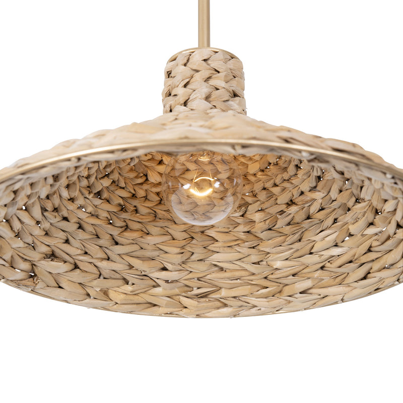 french gold/natural seagrass pendant light