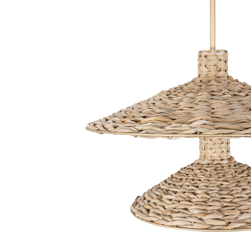 french gold/natural seagrass pendant light