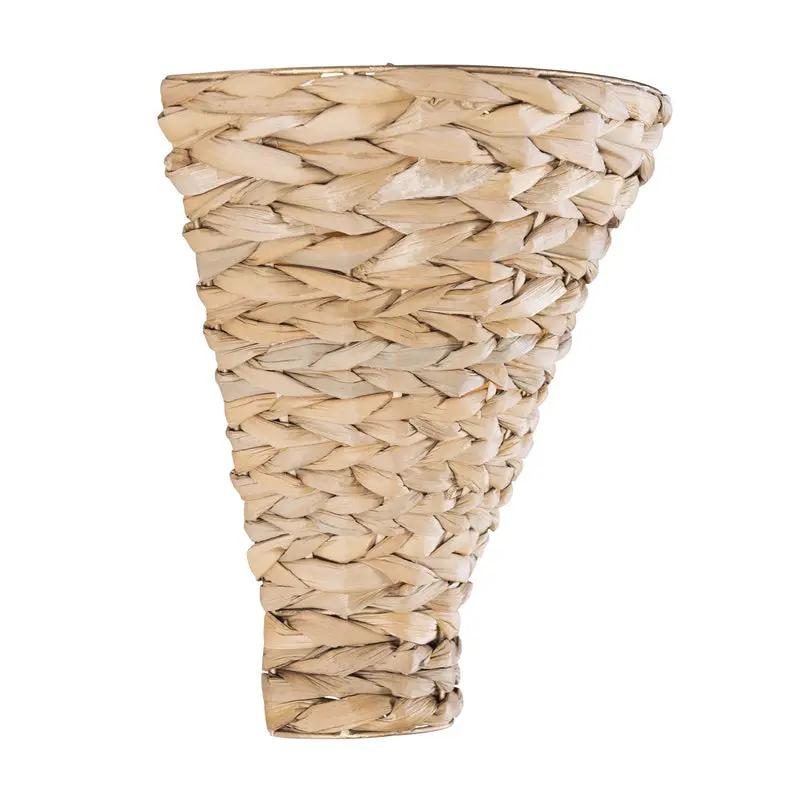 french gold/natural seagrass wall mount light