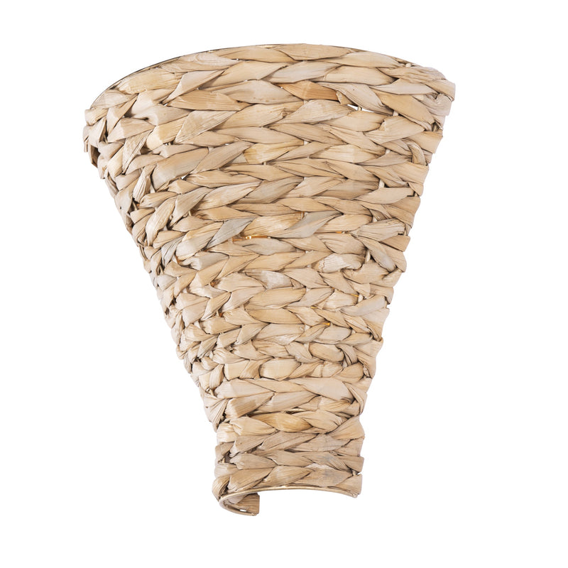 french gold/natural seagrass wall mount light