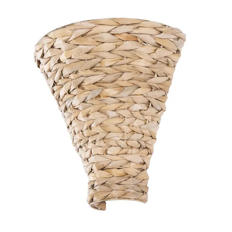 french gold/natural seagrass wall mount light