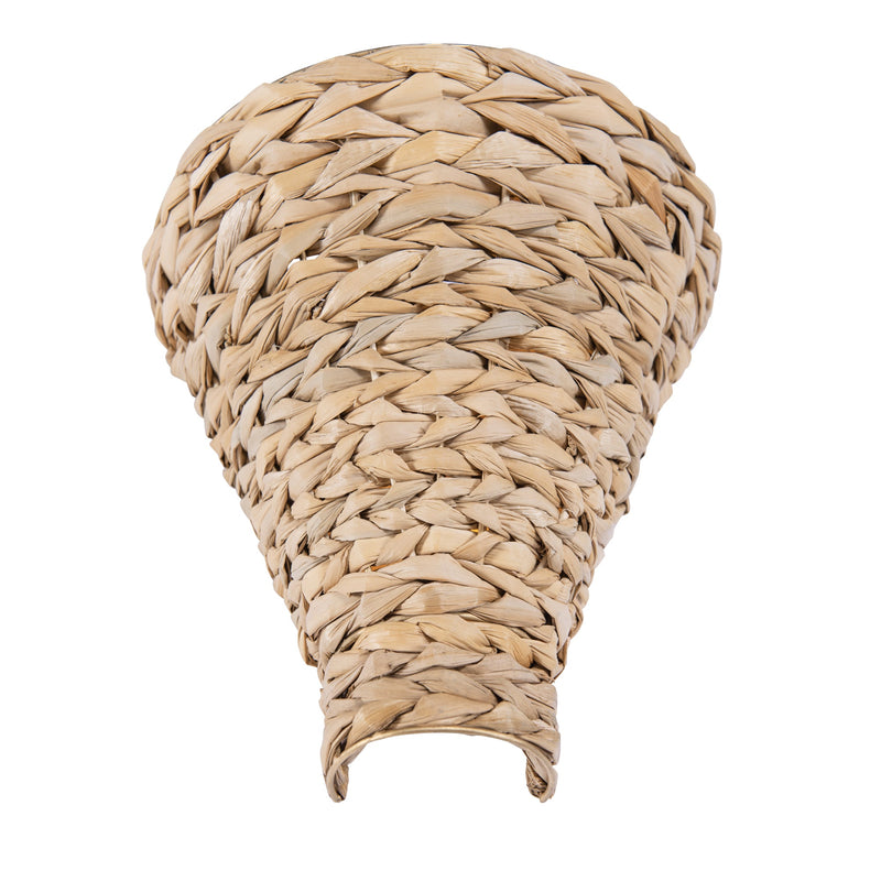 french gold/natural seagrass wall mount light