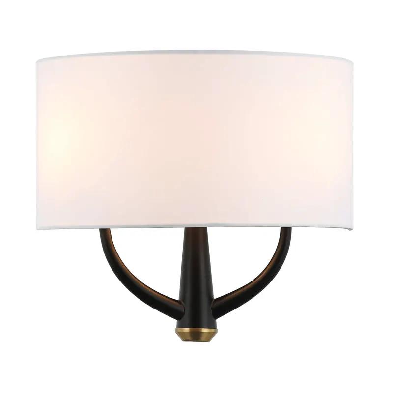 black/satin brass wall mount light